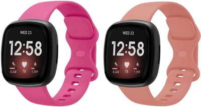 Strap-it Smartwatch bandjes set – siliconen horlogebandjes geschikt voor Fitbit Versa 3 / Versa 4 / Sense / Sense 2 – Knalroze & Roze – Maat S (2-pack)