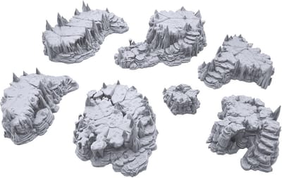 RPG Terrein - Landschap Sets - Tafelspel Avonturen - 3D Geprint PLA - 7 Delig - Grijs
