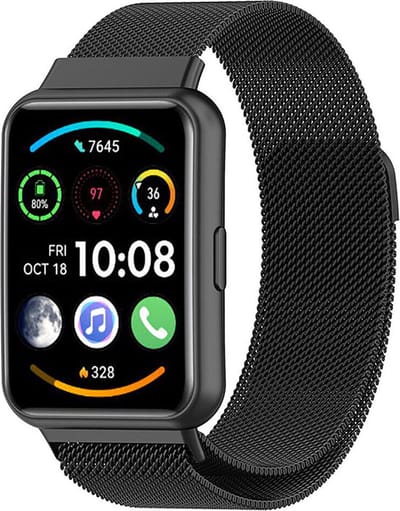 Milanees Smartwatch bandje - Geschikt voor Huawei Watch Fit 2 Milanese band - zwart - Strap-it Horlogeband / Polsband / Armband