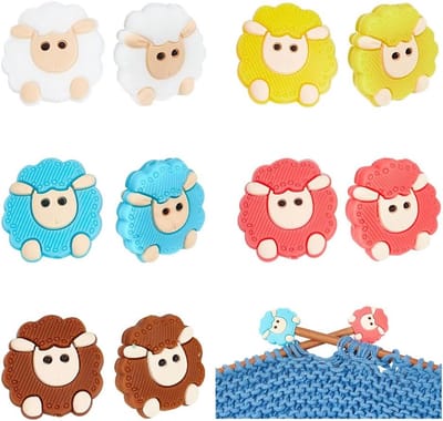 10 stuks 5 kleuren schapen breinaalden stoppers, naald punt beschermers dierlijke vorm siliconen kralen brandpunt kralen voor breien accessoires DIY ambachten