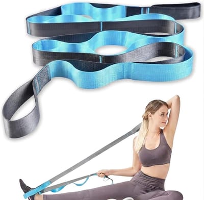 Yogariem, stretchband met 10 lussen, zeer elastische stretchband voor yoga en pilates, fitnesstraining, gymnastiek, fitnessband met lussen, stretchband, fitness