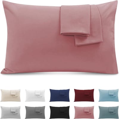 Famanu – Kussenslopen Voor Tweepersoonsbed - Set van 2 Kussenslopen In Premium Microvezel Met Onzichtbare Rits - Zacht en Ademend - Hypoallergeen - Donkerroze