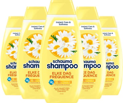 Schauma Shampoo Elke Dag - Haarverzorging - Geeft Volume en Versterkt het Haar - Dagelijks Gebruik - Camille-extract - Voor alle Haartypes - Voordeelverpakking - 5x 400ml