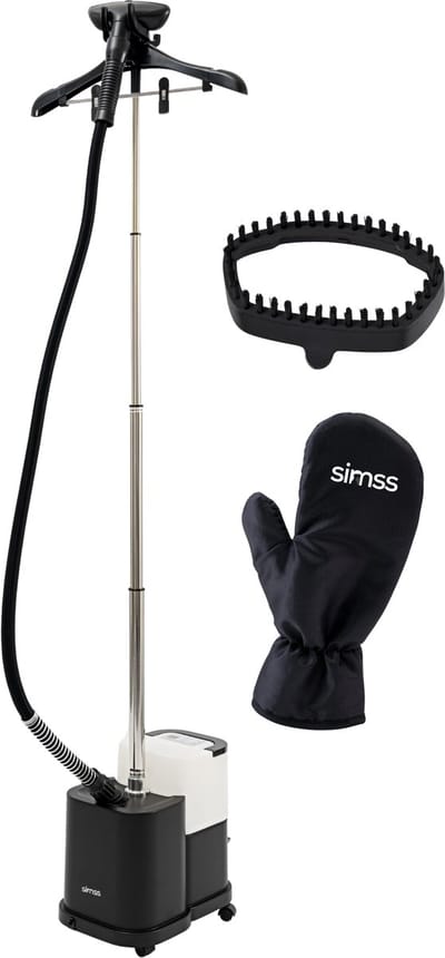 Simss® Prestige MAX - Professionele Verticale Kledingstomer met Kledinghanger - 4L Waterreservoir - 2200W Inclusief Warmtebestendige Handschoen - Mat - Zwart