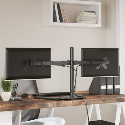 vidaXL - Monitorstandaard - dubbel - VESA - 75/100 - mm - staal - zwart