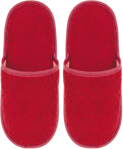 Badslippers Badstof Uni Pure met Zool Rood Maat 38 - 1 Paar