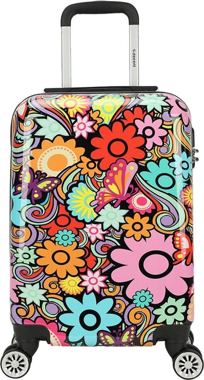 Decent Forenza Handbagage koffer lichtgewicht - Reiskoffer trolley – Koffer met print - Reis rolkoffer met wieltjes - Reistrolley op wielen - Luggage suitcase - 55x35x25 cm - Bagage 55 cm - FLOWERS