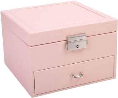 Dubbele Laag Sieradenkist - Opbergdoos Oorbellen - Sieraden Opbergen - Grote Capaciteit - 16x16x11.2cm - Roze