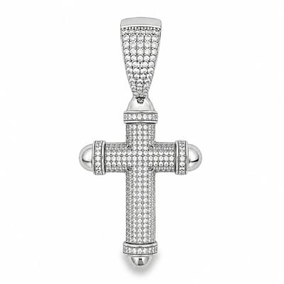 Juwelier Zwartevalk - Zilveren (gerhodineerd) kruis hanger met zirkonia - 24.275
