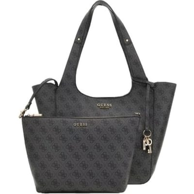GUESS Schoudertas Shopper Calista 2 in 1 Tote Coal Logo Donkergrijs