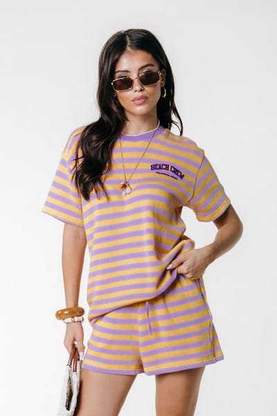 Colourful Rebel Jess Striped Sweatshort - S