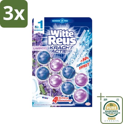 3 x Witte Reus - Kracht Actief WC Blok - Lavendel Boost - 2 Toiletblokken - Grootverpakking - Toiletblok - Lavendelgeur - Reiniging - Kalkvoorkomend - Hygiëne