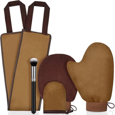 Set van 5 Zelfbruinende Handschoenen voor een Streeploze Tan, Ideaal voor Achterkant en Bruiningslotion Applicatie