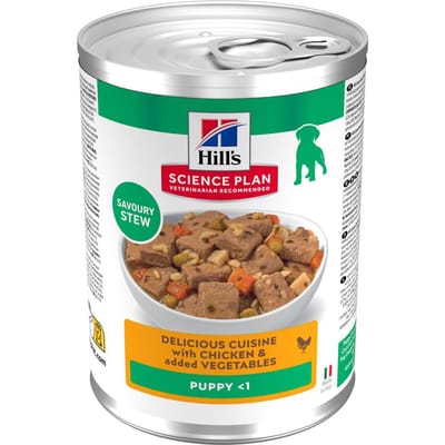 Voordeelpak: 48x,363g Hill's Science Plan Puppy Stew with Chicken & added Vegetables natvoer voor honden