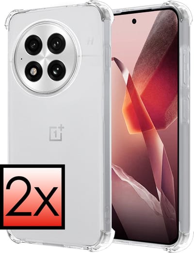 Hoesje - 2 Stuks - Geschikt voor OnePlus 13 - Sterk & Shockproof - Siliconen Case - Back Cover - Telefoon Hoes Shock Proof - Transparant