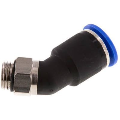 12mm x G1/4'' 45 graden L-verbinding Messing/PA 66 Insteekfitting Buitendraad NBR [2 Stuks]