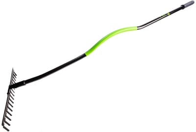 KOTARBAU® Tuinhark, Bladhark, Metaal, 42 cm, Zwart, 16 Tanden, Metalen Hark, 144 cm, Stevige Hark, voor Gazon, Robuust, Tuingereedschap