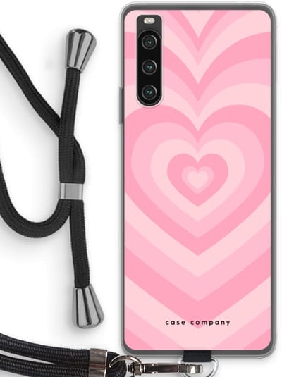 Case Company® - Hoesje met koord geschikt voor Sony Xperia 10 IV hoesje met Koord - Hart Roos - Telefoonhoesje met Zwart Koord - Bescherming aan alle Kanten en Over de Schermrand