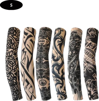 Livano Tattoo Sleeve - Voor Volwassenen - Mouw - Tatoeage - Arm Warmer - Zonbescherming - UV Beschermend - 6 Stuks - Maat S