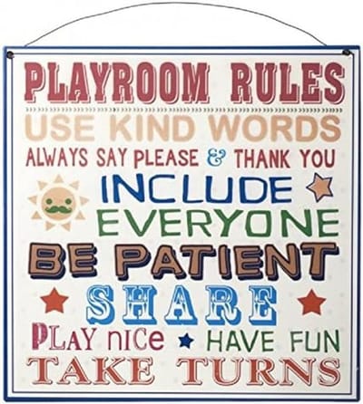 Speelkamer Regels Metalen Wandbord - Grappige Decoratie voor Kinderkamer