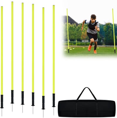 Slalomstangen Set - Trainingsstokken Voetbal - Sportvaardigheid Verbeteren - Veerbelast Bodemontwerp - 1.5m - Geel