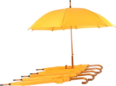 Paraplu 6 stuks - Set van 6 Gele Windproof Paraplu's (98 cm Diameter) - Perfect voor Winderig Weer| Unisex Paraplu Met Houten Handvat