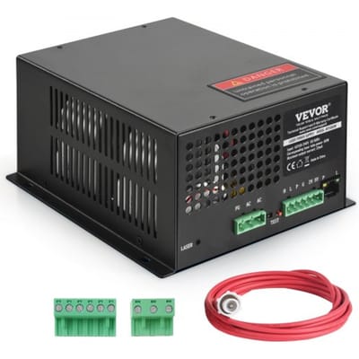 VEVOR 60W CO2-laservoeding, voeding voor 60W laserbuis, constante stroombeveiliging, open circuitbeveiliging, snelle warmteafvoer, compatibel met meerdere merken lasergraveerders en -snijders
