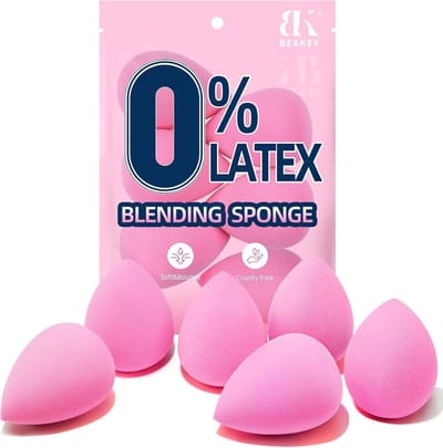 SnelShoppen - 6 Stuks Make-up Spons Set - Roze Schoonheid Sponzen voor Foutloze Foundation, Concealer en Poeder - Perfect voor Feest, Dagelijks Gebrui