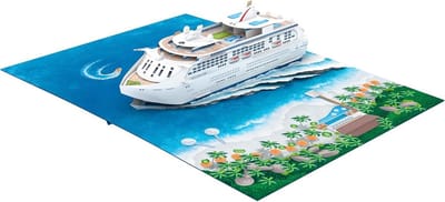 3D Pop-up Wenskaart Cruise Schip - Handgemaakte Ansichtkaart voor Vakantie, Verjaardag & Bon Voyage