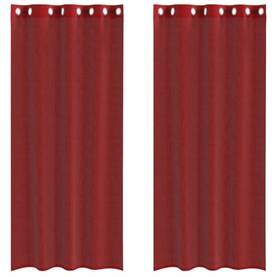 vidaXL - Gordijnen - voile - met - doorvoertules - 2 - st - wijnrood