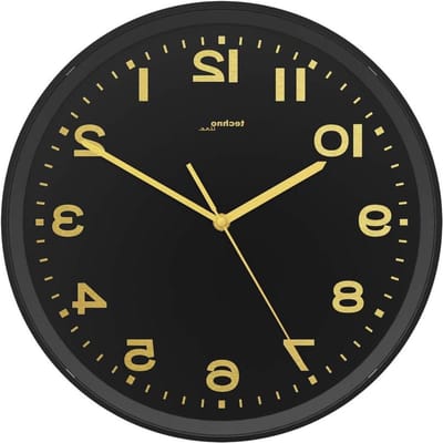Analoge Wandklok - Radiogestuurde Klok - Tijd Weergeven - Automatische Tijdinstelling - 30 cm Ø - Goud Zwart