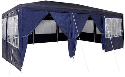 Partytent opvouwbaar - Paviljoen - 6x4m - Easy up - Waterdicht - met Zijwanden - Weerbestendig - Blauw en wit