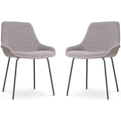 Nolon Nora-Isa Eetkamerstoelen Set van 2 Bouclé Taupe - Stof - Zwart Onderstel - Design - Scandinavisch - Comfortabel