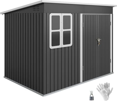 Metalen Tuinhuis - met Raam en Afsluitbare Deuren - 177x260x190 cm