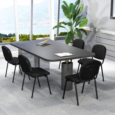 Coast Vergaderstoelen Set - Stapelbaar - Ergonomisch - Linnen - Metaal - 5-Delig - Zwart