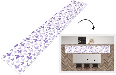 Keukenloper - Loper keuken - Vlinder - Paars - Patronen - 300x50 cm - Keukenloper vinyl