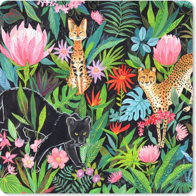 Muismat 20x20 cm - Mousepad Jungle - Dieren - Bladeren - Bloemen - Muismatten