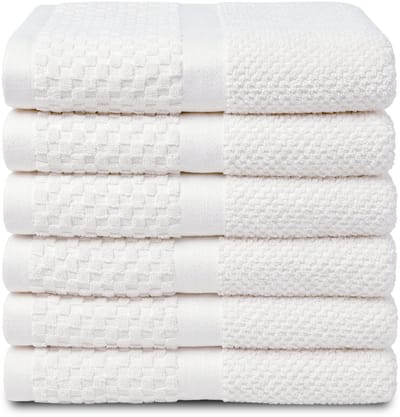 PHLOX Soft Popcorn Handdoeken 50x90 cm - Set van 6 - 100% Katoen 500 g/m2 - Wit