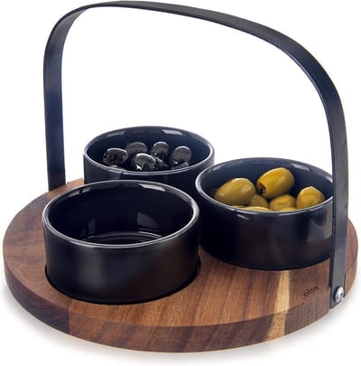 Snackkommen Keramiek BLACK 130 ml 4 delig - Snackkom - Dipschalen - Set - Kleine Komen voor Dipsauzen en Snacks
