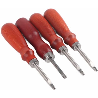 4 Stuks Lederen Kantensnijder Lederen Rand Afschuinmes Slijper Handgemaakt DIY Ledergereedschap Lederen Rand brown