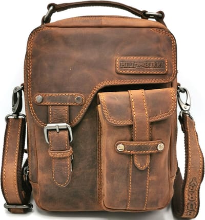 Hillburry leren crossbodytas bruin