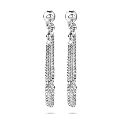 Zilveren gerhodineerde oorbellen schakel 36 mm - 1341599