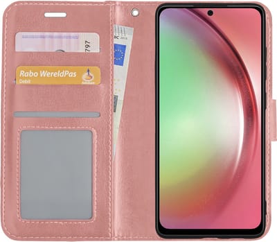 Hoesje - Met Pasjeshouder - Geschikt voor Samsung Galaxy A54 - Luxe Bookcase Portemonee - Flip Case - Kunstleer Book Case - Flipcase - Book Cover - Walletcase - Portemonneehoes - Rosé goud