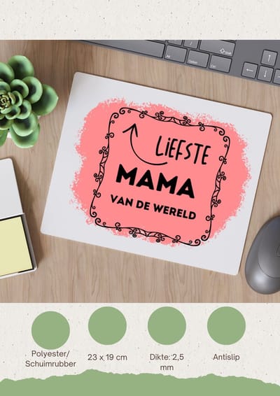 Akyol - liefste mama van de wereld Muismat - Mama - de liefste moeder - moeder cadeautjes - moederdag - verjaardag - geschenk - kado - 23 bij 19 cm