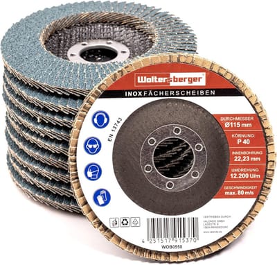 10x Lamellenschijven 125mm Korrel 40 Zirkonia voor RVS, Metaal en Hout