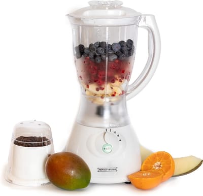 Royalty Line® SM400P2 Blender - 1.5 Liter Smoothie Maker Met Koffiemolen - Krachtig 500W - 4 Snelheden - Kunststof Kan - Wit