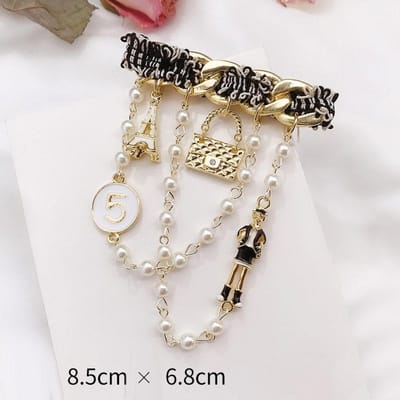 Vintage Design Camelia Broches Kristal Strik Bloem Parel Nummer 5 Speldgesp Broche Sieraden beige