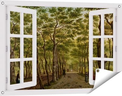 Gards Tuinposter Doorkijk Het Herepad in het Haagse Bos - Paulus Constantijn la Fargue - 90x60 cm - Tuindoek - Tuindecoratie - Wanddecoratie buiten - Tuinschilderij