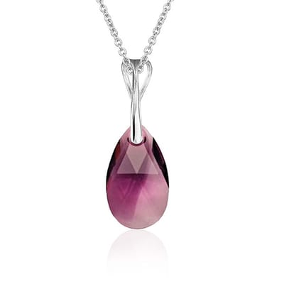 Montebello Ketting Pia DZ573H - Swarovski Druppel - 925 Zilver Gerhod. - 16mm - 50cm