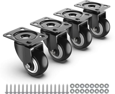 Zwenkwielen 50 mm zonder rem, set van 4 met een draagkracht van 250 kg, zware meubelwielen voor veelzijdig gebruik